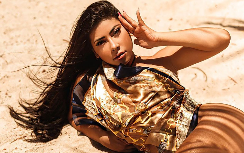 pretty latin bride on sand